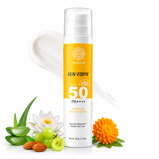 Sunrakshan Advanced Sun Care Lotion Sunscreen SPF 50 PA++++ | Sunscreen for Men & Women with Ayurvedic Botanicals & Natural Extracts | Lightweight Non Greasy Sun Protection, All Skin Types, 50g