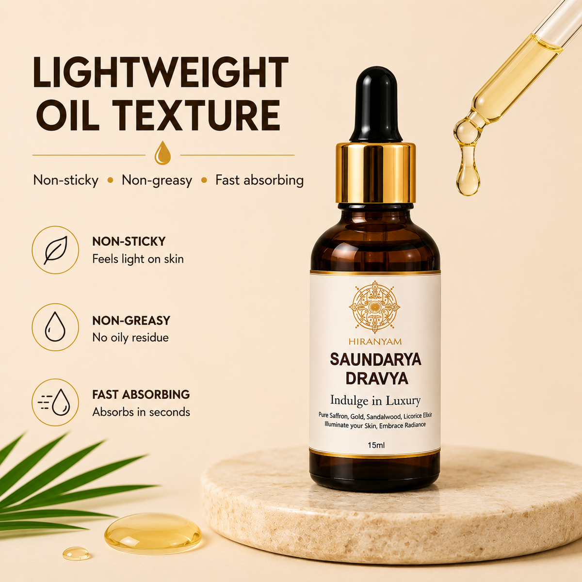 Saundarya Dravya Ayurvedic Face Oil | Saffron & Swarna Bhasma