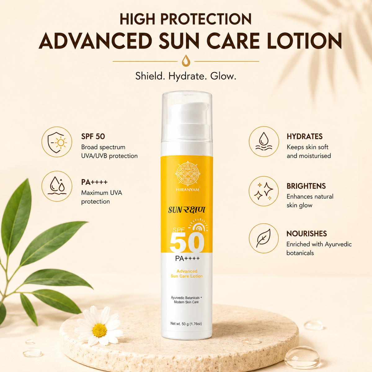 Sun Rakshan SPF 50 PA++++ Sunscreen | Ayurvedic