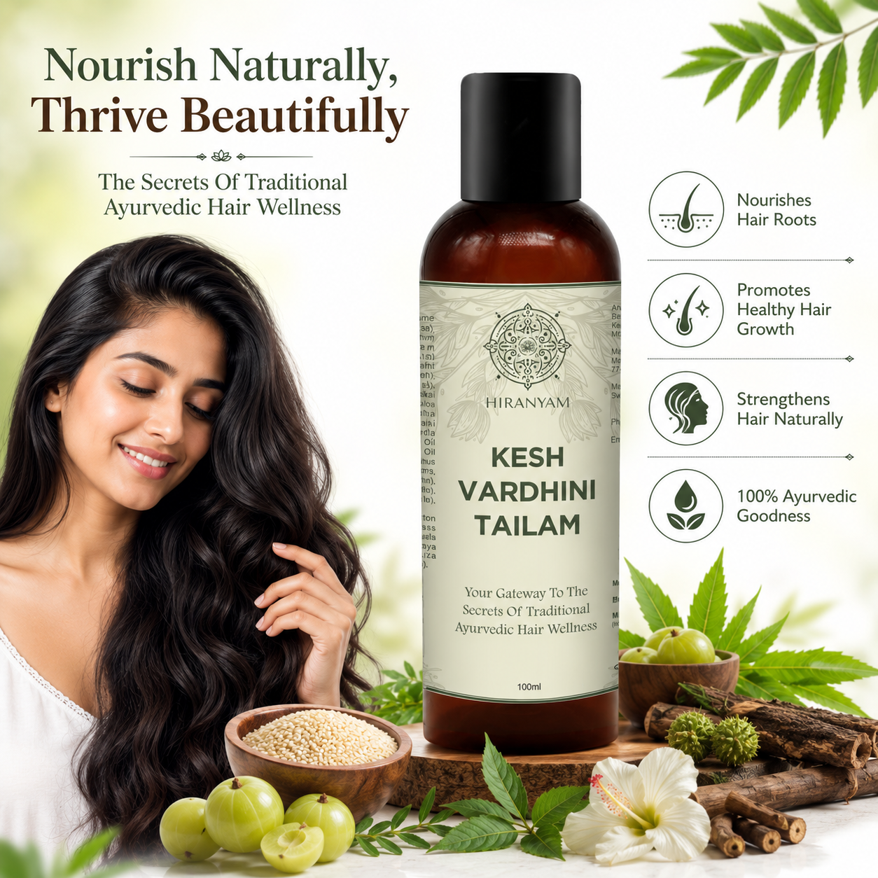 Kesh Vardhini Tailam + Nirmalika Hair Cleanser + Kesh Ras Hair Serum