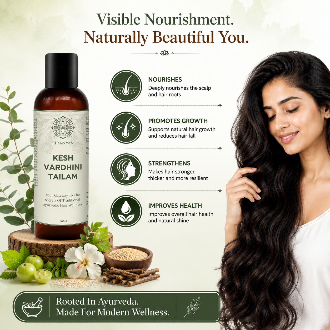 Kesh Vardhini Tailam + Nirmalika Hair Cleanser + Kesh Ras Hair Serum