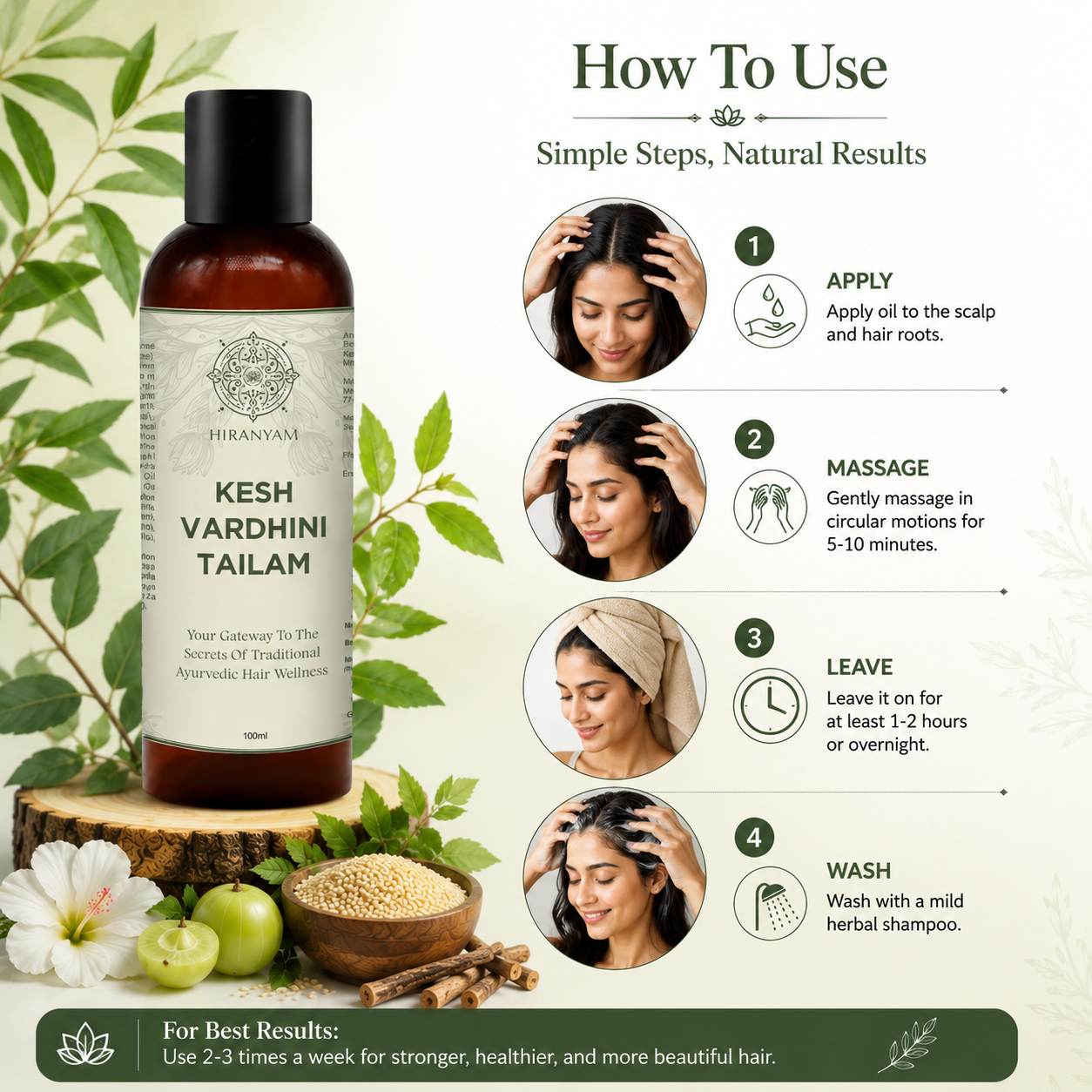 Kesh Vardhini Tailam + Nirmalika Hair Cleanser + Kesh Ras Hair Serum