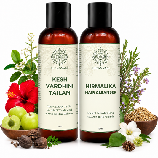 Kesh Vardhini Tailam + Nirmalika Hair Cleanser