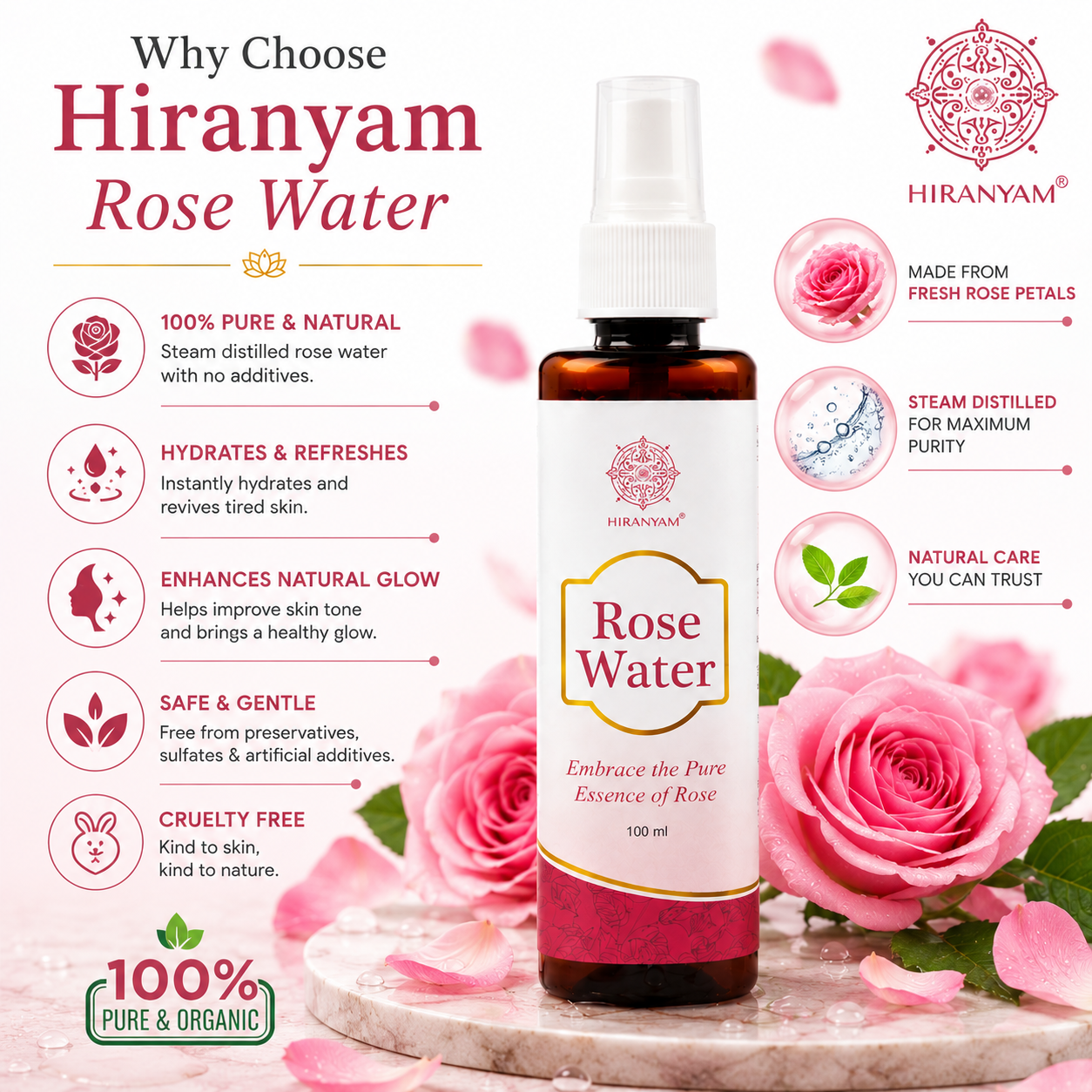 Hiranyam Rose Water (Gulab Jal)