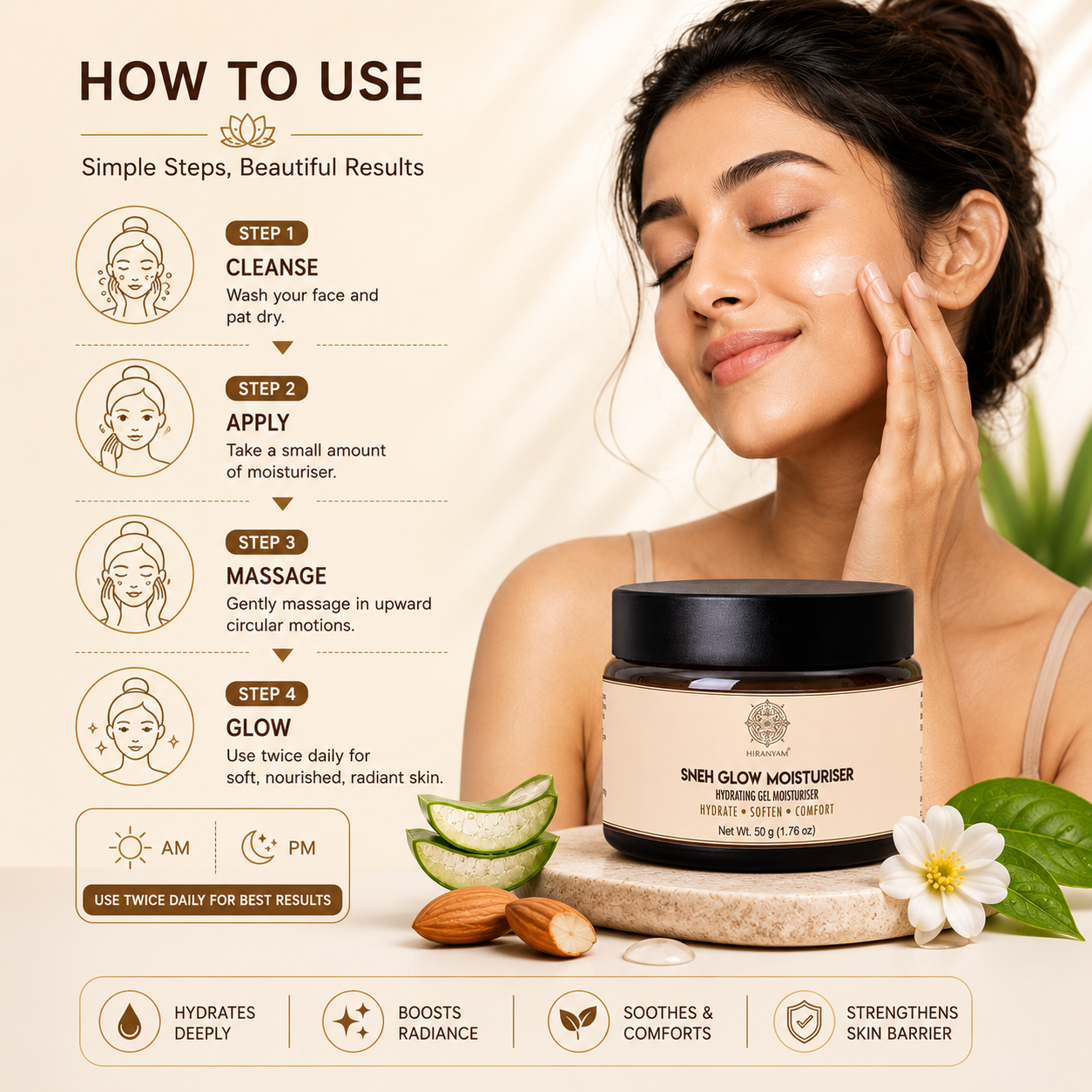 Sneh Glow Moisturiser | Hydrating Gel with Swarna Bhasma & Hyaluronic Acid