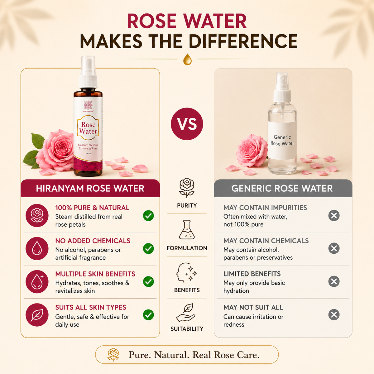 Hiranyam Rose Water for Face | Rose Mist Toner