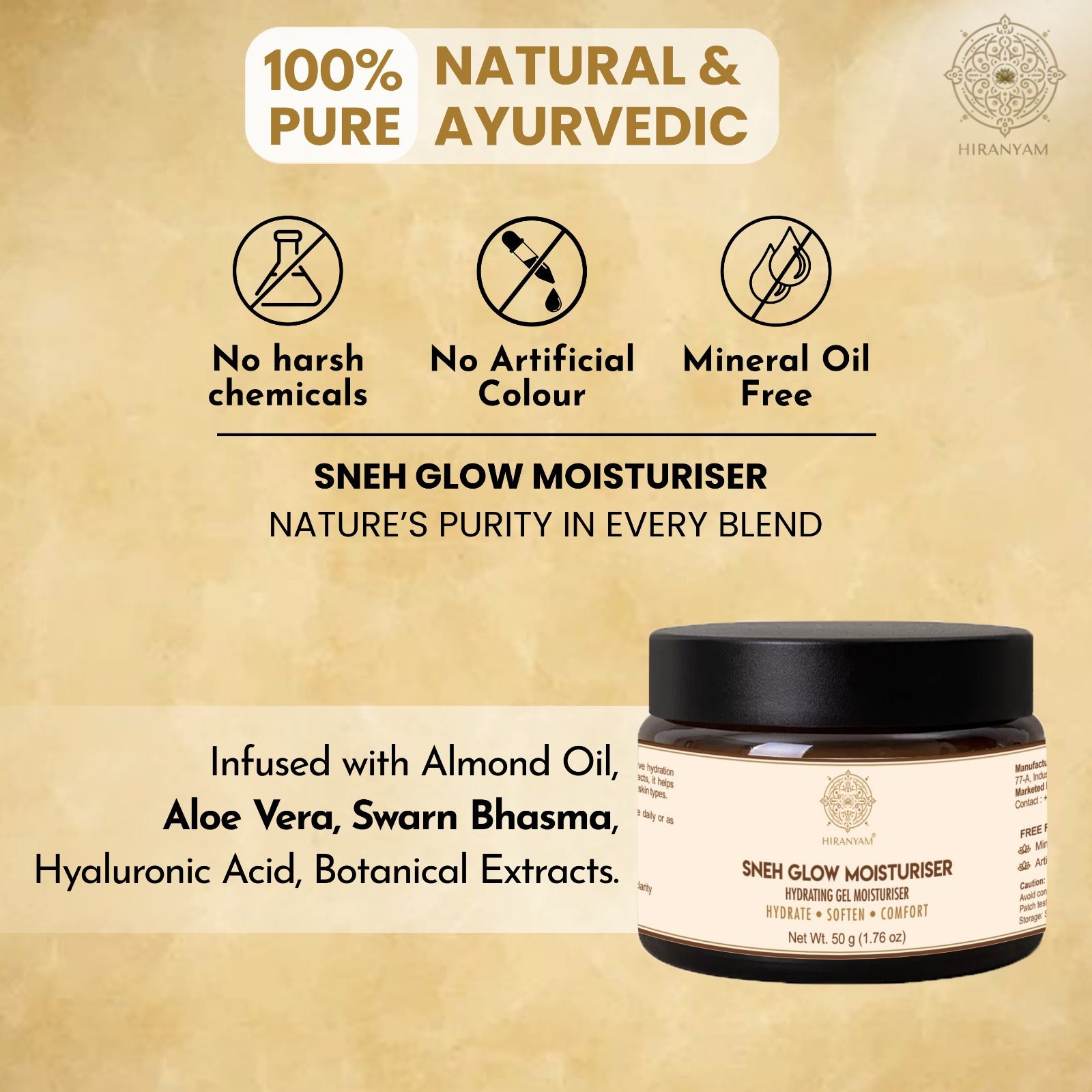 Sneh Glow Moisturiser | Hydrating Gel with Swarna Bhasma & Hyaluronic Acid