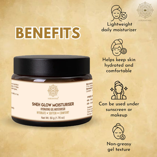 Sneh Glow Moisturiser | Hydrating Gel with Swarna Bhasma & Hyaluronic Acid