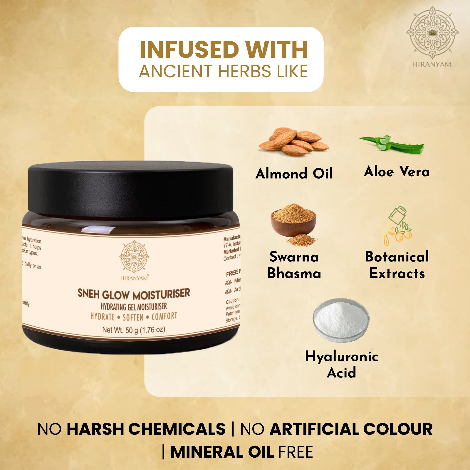 Sneh Glow Moisturiser | Hydrating Gel with Swarna Bhasma & Hyaluronic Acid