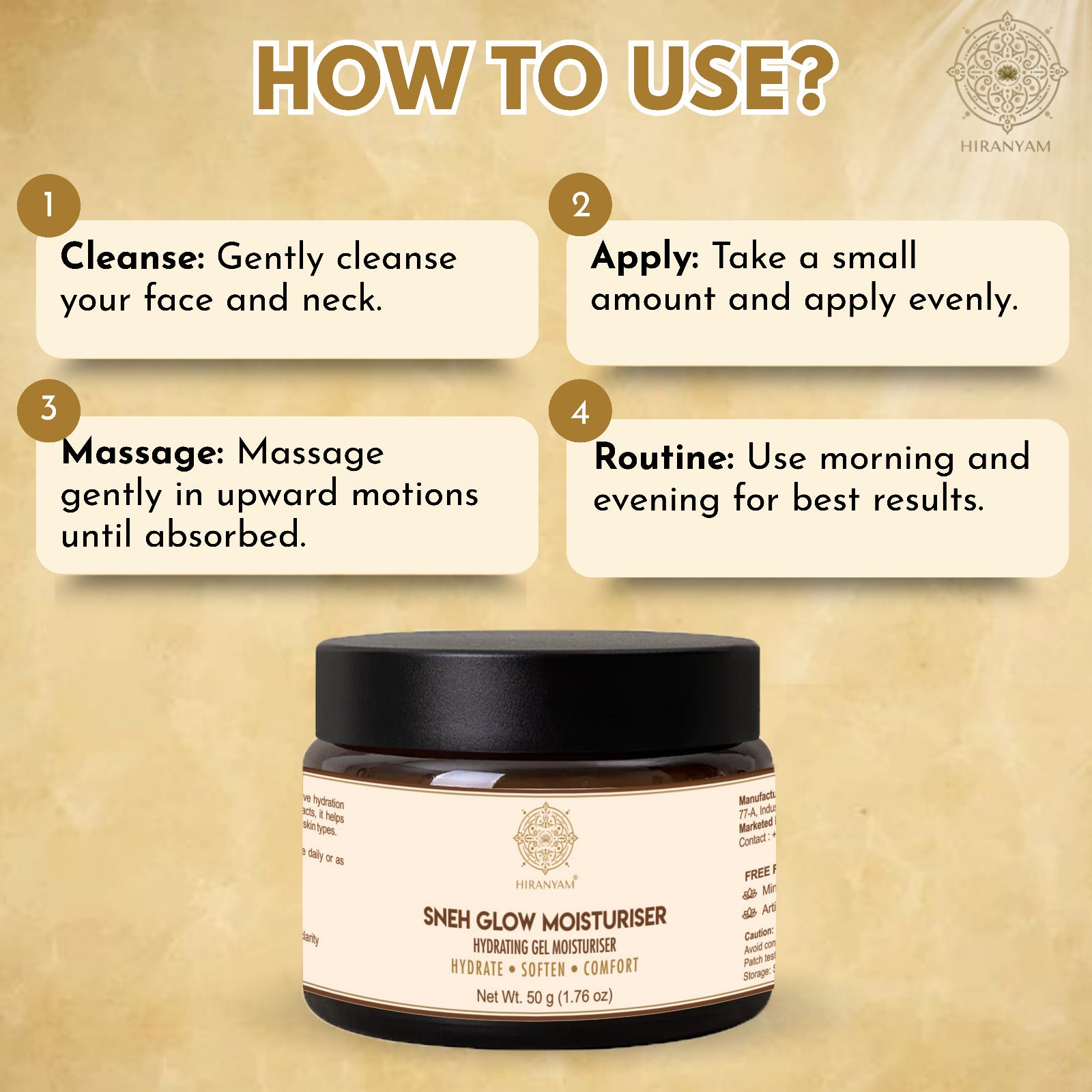 Sneh Glow Moisturiser | Hydrating Gel with Swarna Bhasma & Hyaluronic Acid