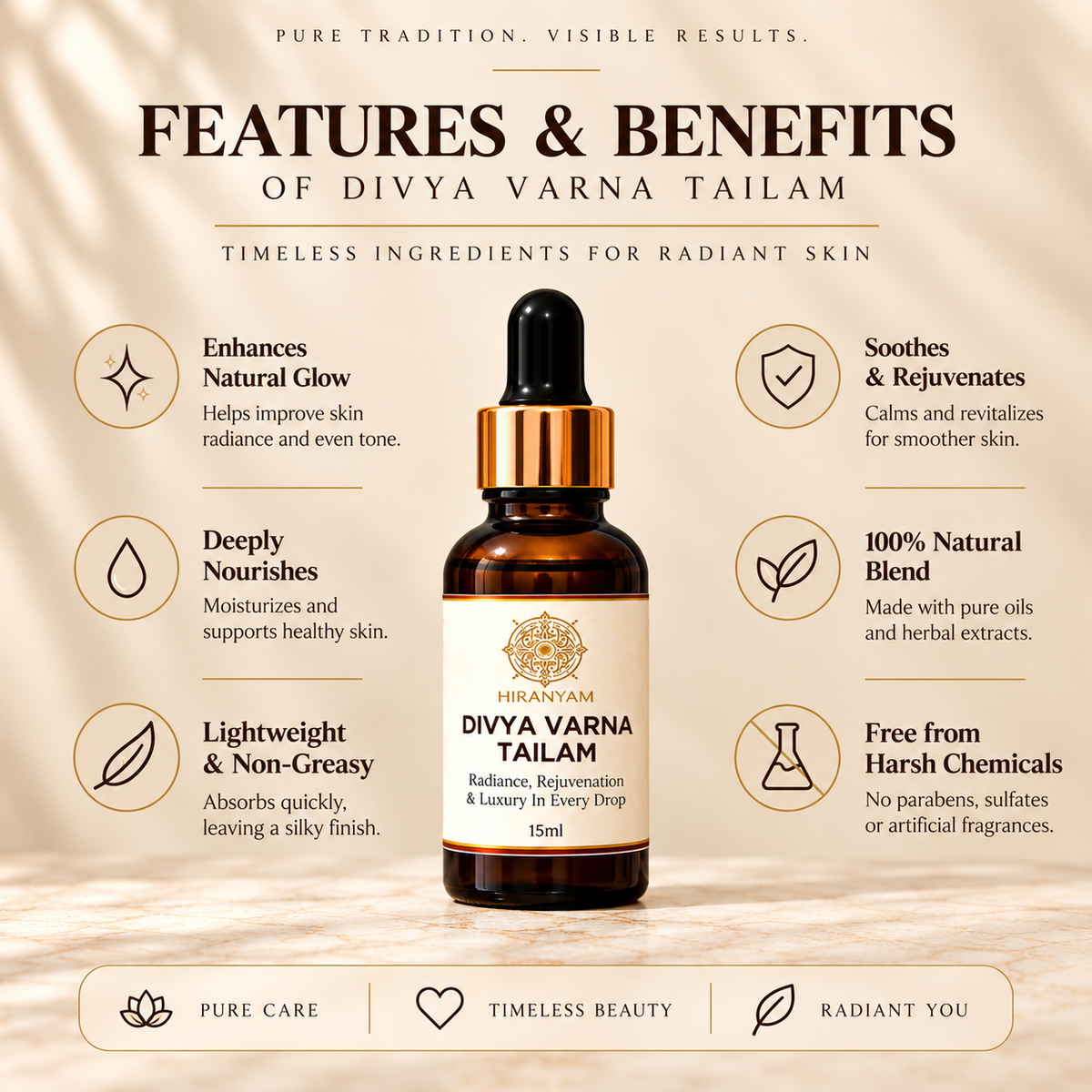 Divya Varna Tailam Ayurvedic Face Oil | Hiranyam