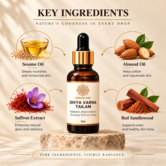 Divya Varna Tailam Ayurvedic Face Oil | Hiranyam