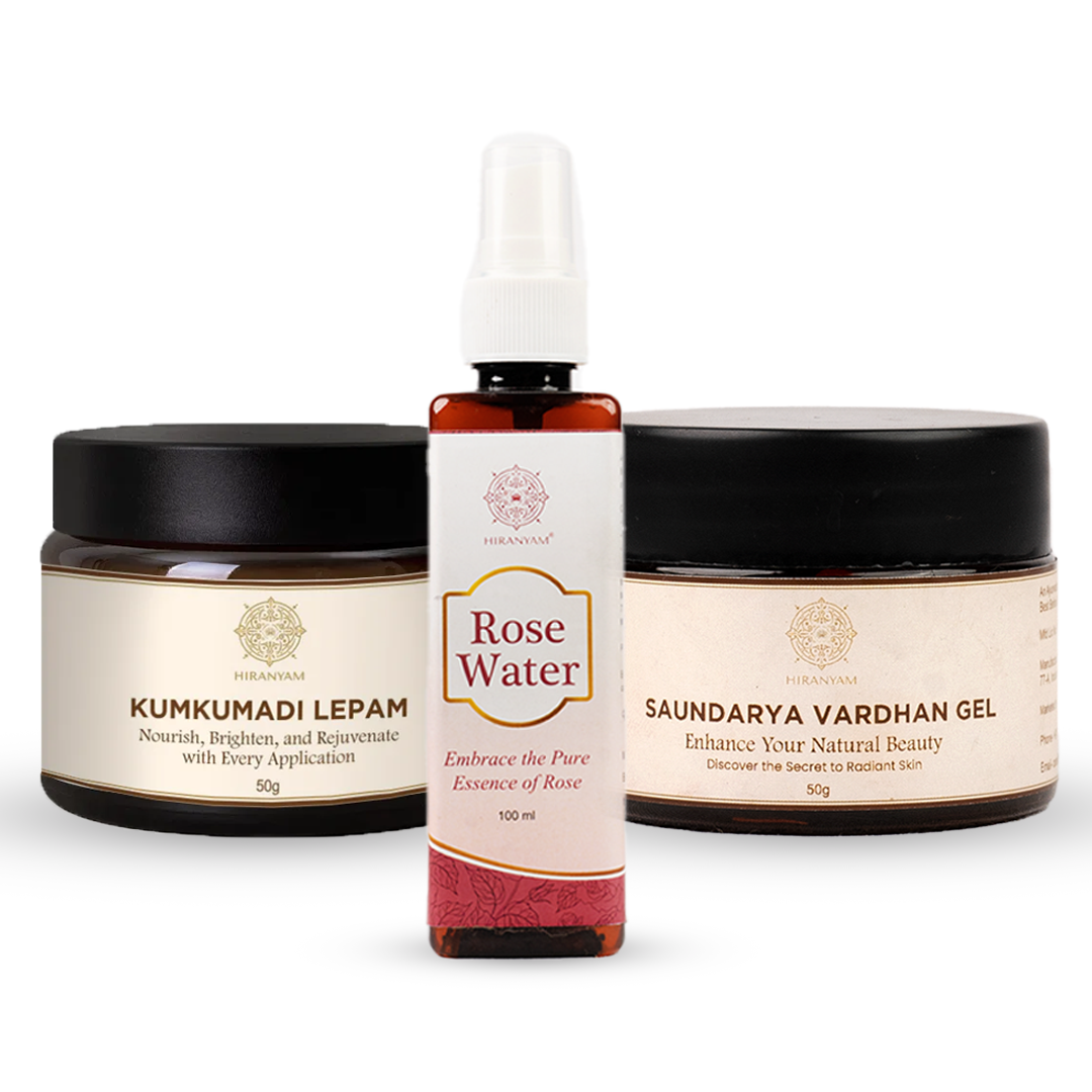 Rose Water + Kumkumadi Tailam + Saundarya Vardhan Gel