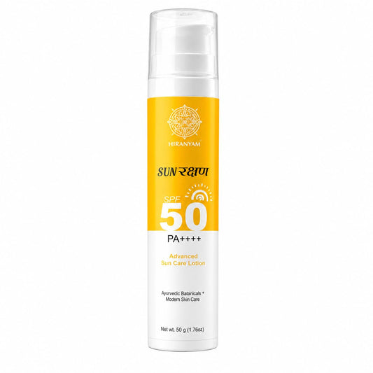 SunRakshan Advanced Sun Care Lotion Sunscreen SPF 50 PA++++ | Sunscreen for Men & Women with Ayurvedic Botanicals & Natural Extracts | Lightweight Non Greasy Sun Protection, All Skin Types, 50g
