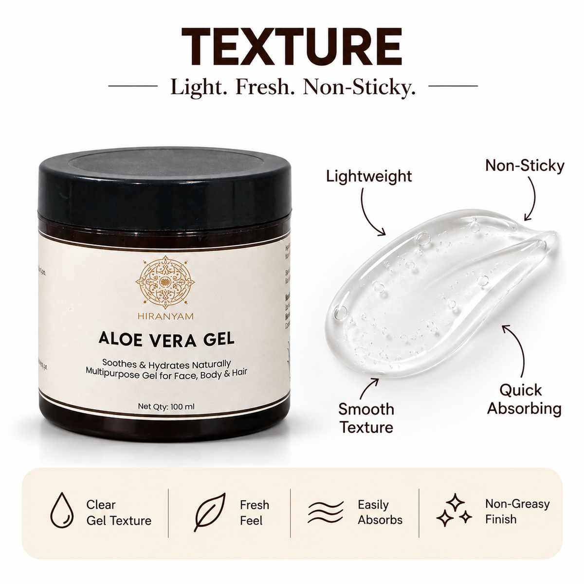 Aloe Vera Gel for Face & Hair | Hydrating Gel – 100ml