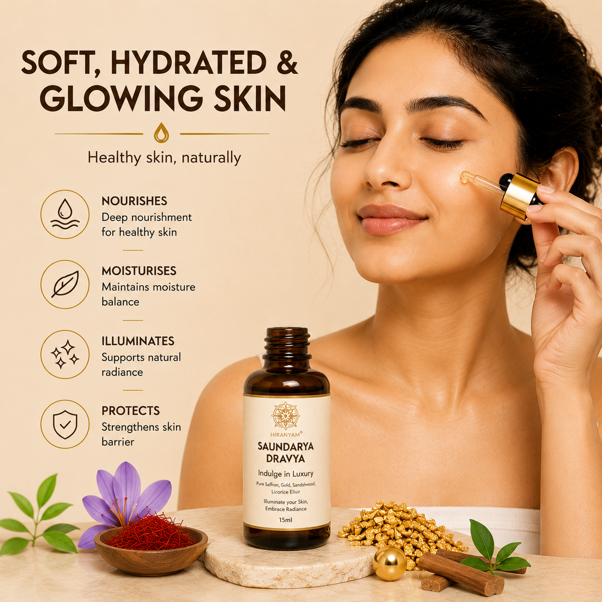 Saundarya Dravya Ayurvedic Face Oil | Saffron & Swarna Bhasma