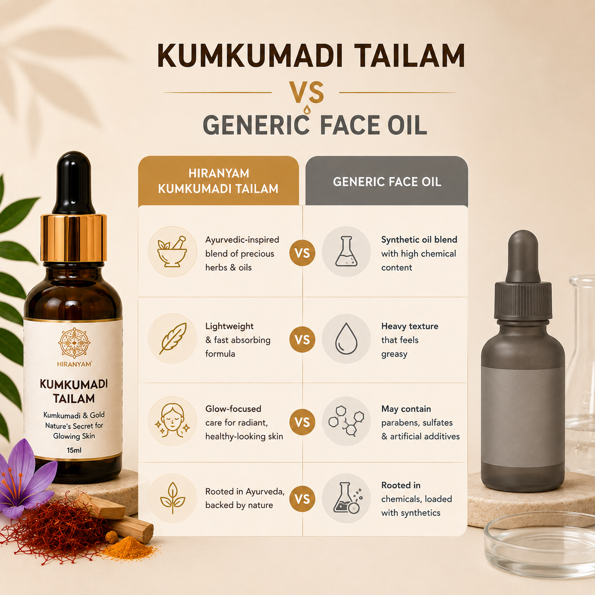 Kumkumadi Oil with Swarna Bhasma | Ayurvedic Face Oil